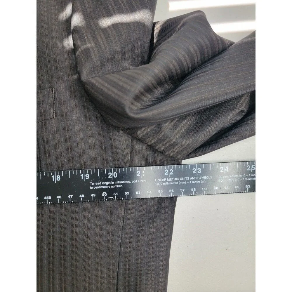 Ted Baker Endurance 44L Wool Pinstripe Blazer Jacket Black Gray with Red Jacqu